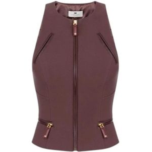 Elisabetta Franchi, Dames, Tops, Bruin, Maat: XS Poliester,