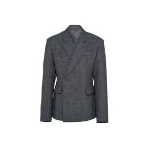 Prada Upgrade je formele garderobe met deze wollen blazer , Gray , Heren , Maat: XL