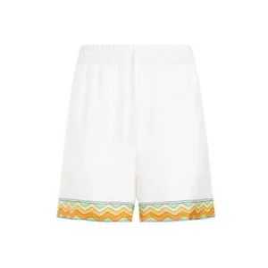Casablanca Witte zijden shorts Afro Cubism , White , Heren , Maat: M