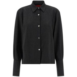 TheLatest, Dames, Blouses & Shirts, Grijs, Maat: XS Wol,