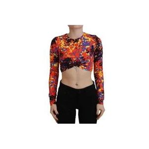 Dsquared2 Multicolor Long Sleeve Cropped Cami Top , Multicolor , Dames , Maat: 2XS
