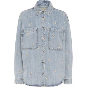 Kaffe - Denim Jas - Blauw - 100% Katoen - Geborduurde Bloemen