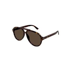 Gucci Dark Havana Zonnebrillen , Brown , Heren , Maat: 58 MM