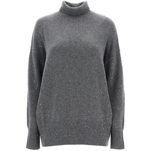 Brunello Cucinelli, Dames, Truien, Grijs, Maat: L Zijde,