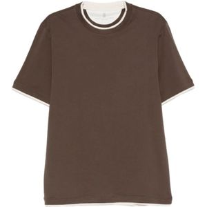 Brunello Cucinelli, Heren, Tops, Bruin, Maat: 2XL Katoen,