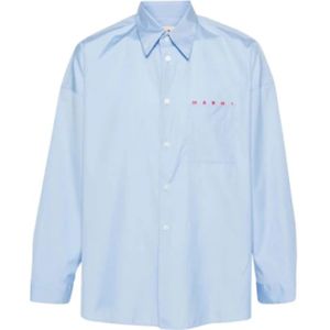 Marni, Heren, Overhemden, Blauw, Maat: M Katoen,