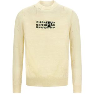 MM6 Maison Margiela, Heren, Truien, Beige, Maat: L Wol,