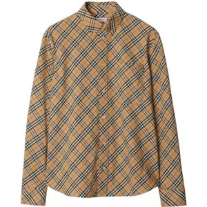 Burberry, Heren, Overhemden, Beige, Maat: S