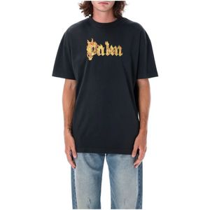 Palm Angels, Heren, Tops, Zwart, Maat: L Katoen,