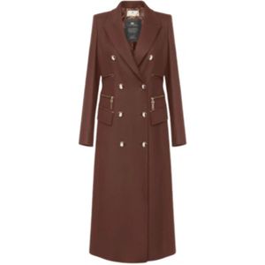 Elisabetta Franchi, Dames, Mantels, Bruin, Maat: M Leer,