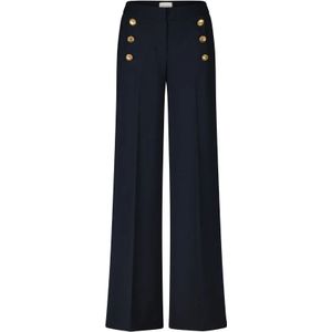 Stoffen broek met bandplooien, model 'BRIDGET'