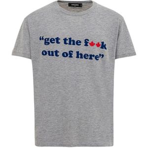 Dsquared2, Heren, Tops, Grijs, Maat: M Katoen,