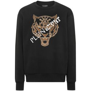 Plein Sport, Heren, Sweatshirts & Hoodies, Zwart, Maat: 2XL Katoen,