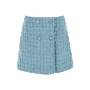 Versace Lichtblauwe Boucle Mini Rok , Blue , Dames , Maat: 2XS