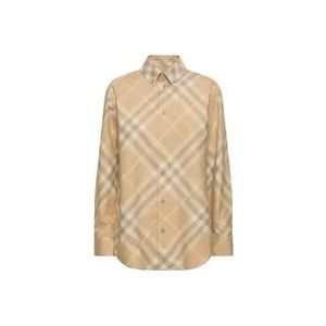 Burberry Geruite Katoenen Overhemd , Beige , Dames , Maat: S