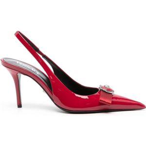 Versace Rode Kalfsleren Slingback Hakken , Red , Dames , Maat: 39 EU