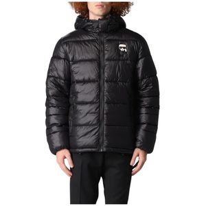 Karl Lagerfeld, Heren, Jassen, Zwart, Maat: L Leer,