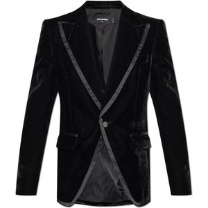 Dsquared2, Heren, Jassen, Zwart, Maat: M Velours,