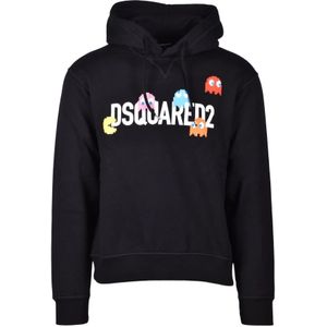 Dsquared2, Heren, Sweatshirts & Hoodies, Zwart, Maat: L Katoen,