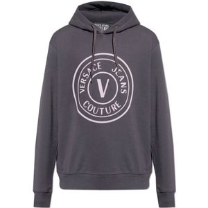 Versace Jeans Couture, Heren, Sweatshirts & Hoodies, Grijs, Maat: M Katoen,