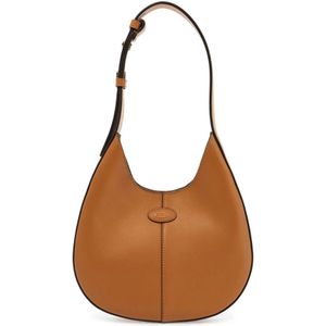 Tod's Elegante Leren Mini Hobo Tas , Brown , Dames , Maat: ONE Size