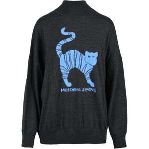 Moschino, Dames, Truien, Zwart, Maat: S Wol,