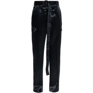 Ferragamo, Dames, Broeken, Zwart, Maat: XS Satijn,