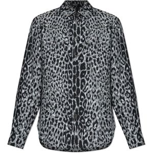 Versace, Heren, Overhemden, Grijs, Maat: 2XL Zijde,