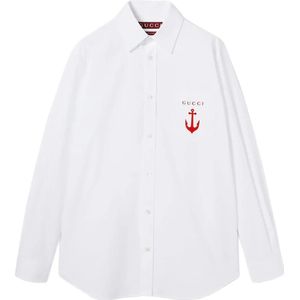Gucci, Heren, Overhemden, Wit, Maat: XL Katoen,