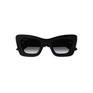 Gucci Oversized Cat Eye Zonnebril , Black , unisex , Maat: 49 MM