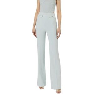 Elisabetta Franchi, Dames, Broeken, Blauw, Maat: M Satijn,