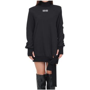 Versace Jeans Couture, Dames, Jurken, Zwart, Maat: 2XS Katoen,