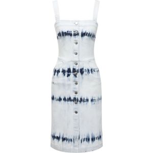 Stella McCartney - Korte Jurk - Blauw - Polyester/Katoen - Knoopsluiting, Twee Zakken, Mouwloos