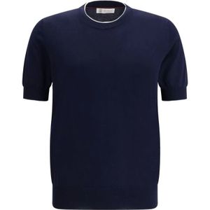 Brunello Cucinelli, Heren, Tops, Blauw, Maat: L Katoen,