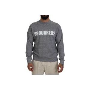Dsquared2 Grijze Kristalversierde Crew Neck Sweater , Gray , Heren , Maat: M