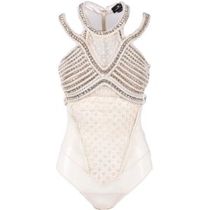 Elisabetta Franchi, Dames, Tops, Wit, Maat: M Polyamide,