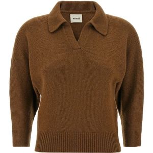 Khaite - Gebreide Trui - Bruin - V-hals - 100% Kasjmier