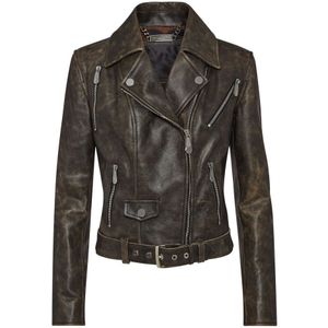 Philipp Plein, Dames, Jassen, Zwart, Maat: L Leer,