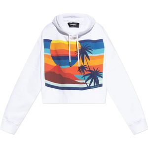 Dsquared2, Dames, Sweatshirts & Hoodies, Wit, Maat: M Katoen,