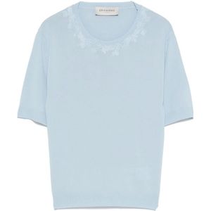 Ermanno Scervino, Dames, Tops, Blauw, Maat: S Polyamide,