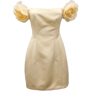 Elisabetta Franchi, Dames, Jurken, Geel, Maat: S Satijn,