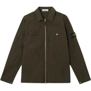 Stone Island, Heren, Overhemden, Groen, Maat: M