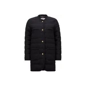 Moncler Bouclé Lange Donsjas Zwart , Black , Dames , Maat: L