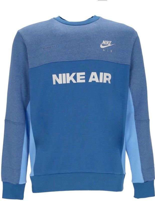 Nike - Crewneck Sweatshirt Air Brushed-back - Blauw - 80% Katoen - Lange Mouwen