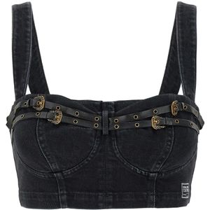 Versace Jeans Couture, Dames, Tops, Zwart, Maat: S Denim,
