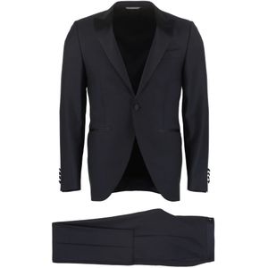 Canali, Heren, Pakken, Blauw, Maat: S Wol,