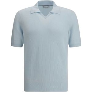 Brunello Cucinelli, Heren, Tops, Blauw, Maat: L Katoen,