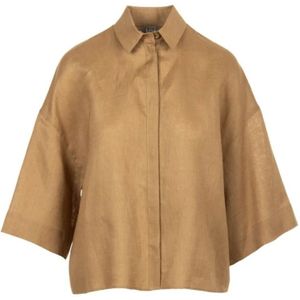 Max Mara, Dames, Blouses & Shirts, Bruin, Maat: S Linnen,
