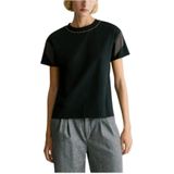 Pepe Jeans, Dames, Tops, Zwart, Maat: L Katoen,