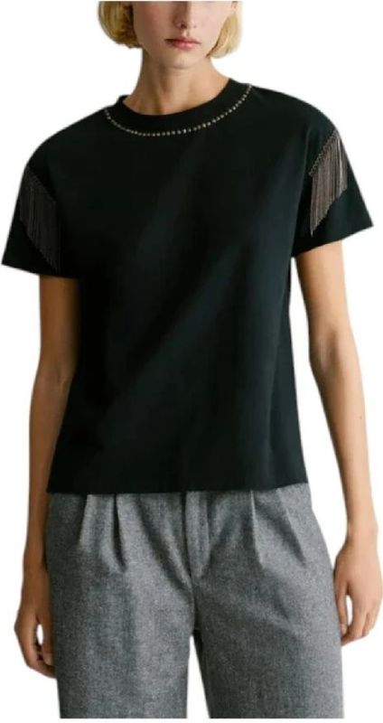 Pepe Jeans, Dames, Tops, Zwart, Maat: L Katoen,